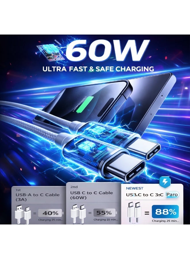 كابل USB-C إلى USB-C مضفر للشحن السريع - Image 3